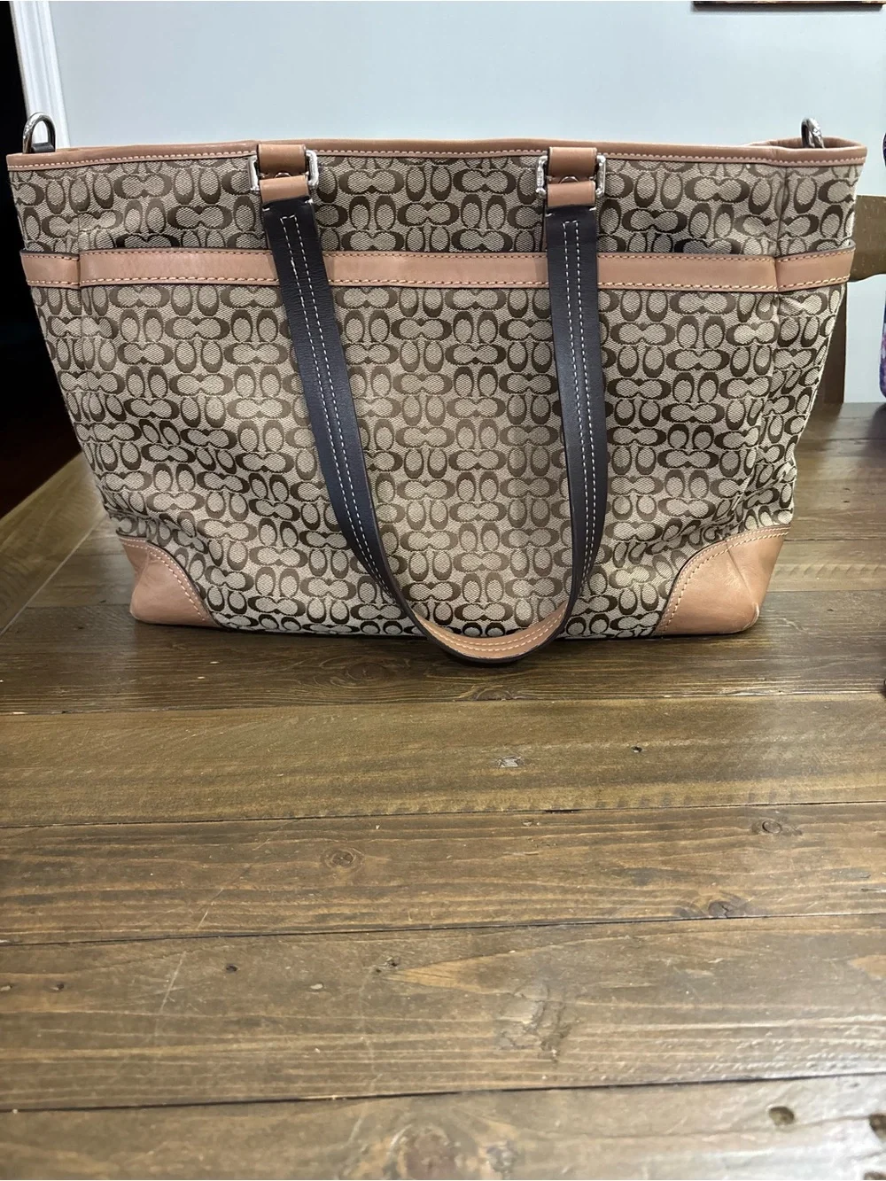 Coach Khaki Canvas Diaper Bag in Signature C Monogram